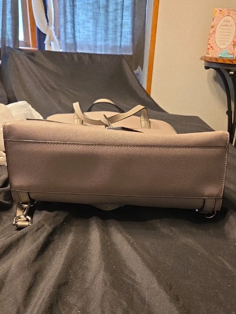 Michael Kors Taupe Saffiano-Style Backpack Tote